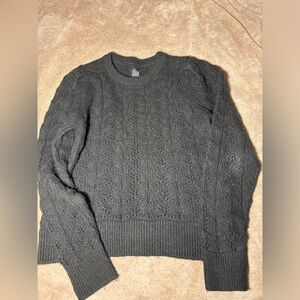 GAP women Charcoal Cable-Knit Crewneck Sweater